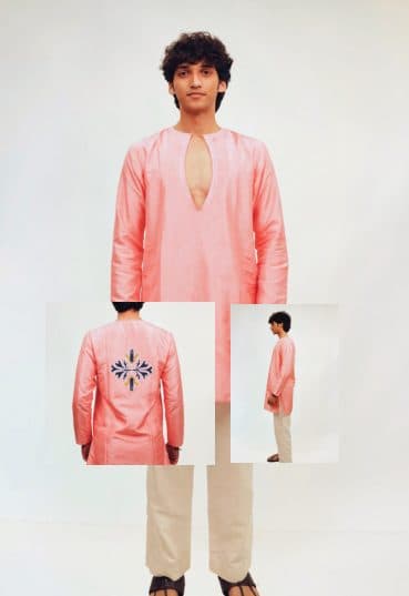 Dhaaga lookbook page: a pink kurta